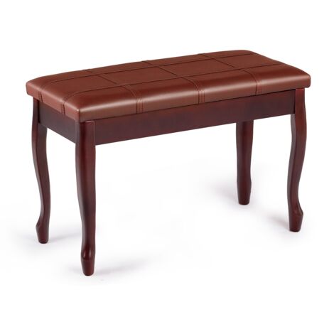 Banquette pour Piano avec Coussin en Cuir Rembourré Confortable et Compartiment de Rangement Marron