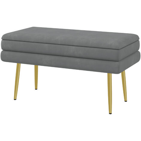 Banquette rembourrée avec espace de rangement, acier, 79,5 cm x 37,5 cm x 43 cm, gris foncé