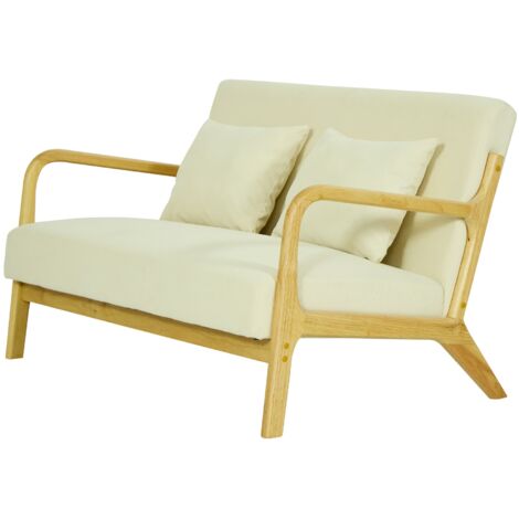 Banquette Scandinave 2 places en Bois et Tissu
