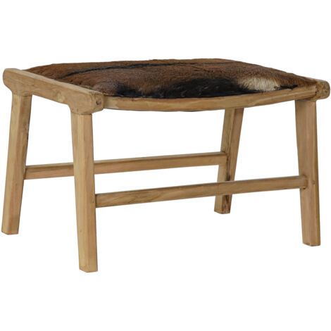 Banquette Teck Cuir 65X47X42 Vache Marron