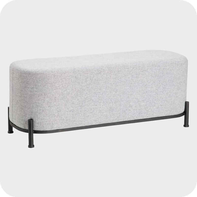 Natacha.b - Banquette tissu ovale 104x39x42cm - Décora | Gris - Gris