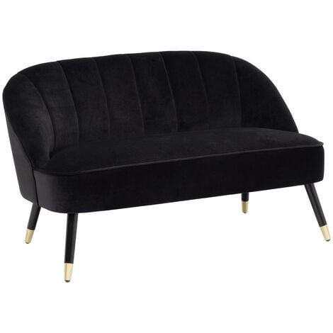 Banquette velours Naova 2 places noir - Atmosphera créateur d'intérieur