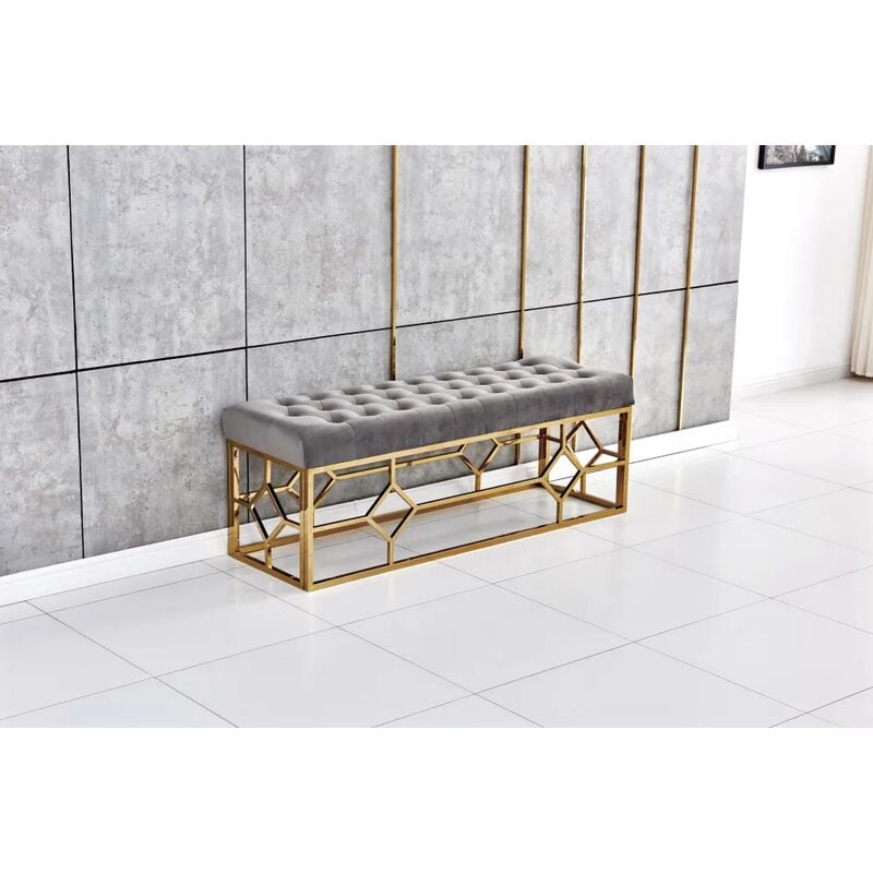 Homy France - Banquette xxl vertigo gold velours anthracite 140x45x50 cm