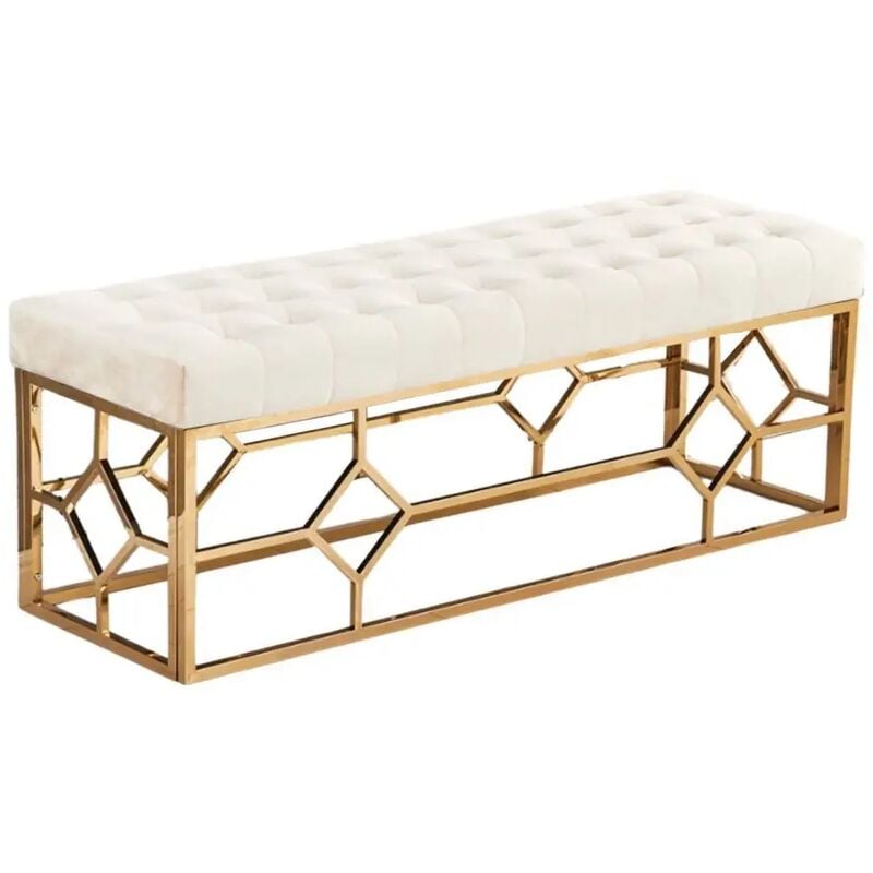 Banquette xxl vertigo Gold velours Beige 140x45x50 cm