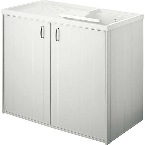 Banyo – Bac à laver en PVC avec meuble 2 portes – Dimensions 1009 x 600 x 925 mm – Montage console indépendante – Pieds réglables jusqu'à 15 mm