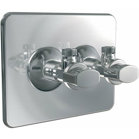 Banyo – Couvercle Robifix avec vanne d'arrêt intégrée mâle 1/2' x mâle 3/8' – Inox – Entraxe 50 mm – Joint souple pour étanchéité optimale