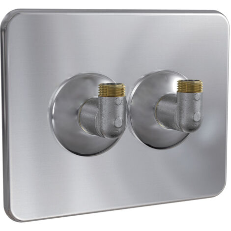 Banyo – Couvercle Robifix avec coudes intégrés mâle 1/2” et mâle 3/8” – Entraxe 50 mm – Inox pour installations sanitaires