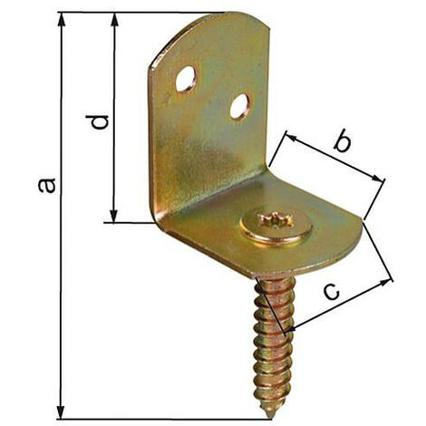 Banyo – Équerre de fixation L 83mm – Acier galvanisé jaune – Pour fixation clôtures – Dimensions 83x32mm – 2 trous pour vis
