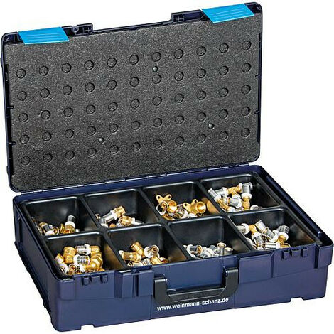 Banyo – Mallette raccord WS-Press 80 pièces – Raccords filetés mâles et femelles DN 15 – Coude 90° et Té égal 16 x 2 mm – WS L-Boxx BG