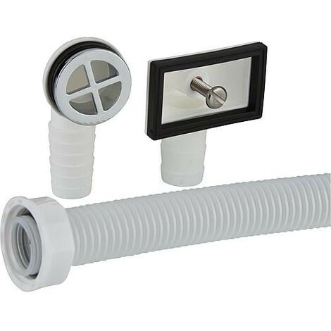 Banyo – Kit trop-plein flexible 25x400mm – Raccord rond et anguleux – Compatible bonde d'évier 25mm – Installation système drainage