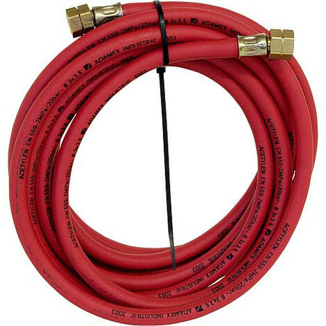 Banyo – Tuyau souple Acetylene 5m – Raccord 3/8l x R 3/8 – Résistant et flexible – Caoutchouc renforcé selon DIN 8541