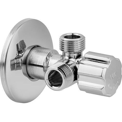 Banyo – Vanne d'angle-double DN15 1/2" – Raccords DN10 3/8" – Laiton chromé sans joint pour installation facile – Compatible lavabos doubles