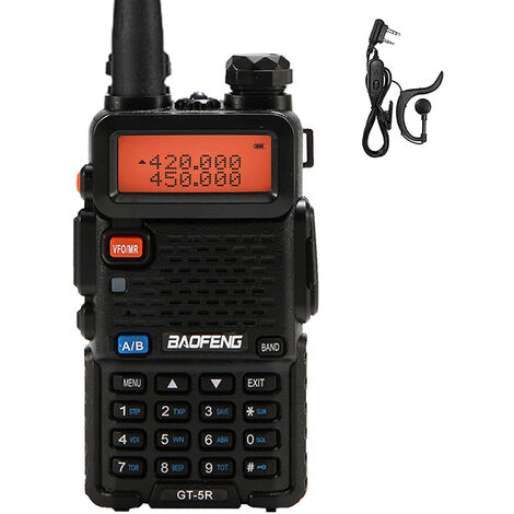 BAOFENG UV-5R Talkie-walkie emetteur-recepteur FM Radio bidirectionnelle double affichage VHF 136-174 UHF 400-520mHZ 5W Radio jambon bidirectionnelle Rechargeable Radio jambon portable VOX avec ecouteur, Bouchon noir, UE