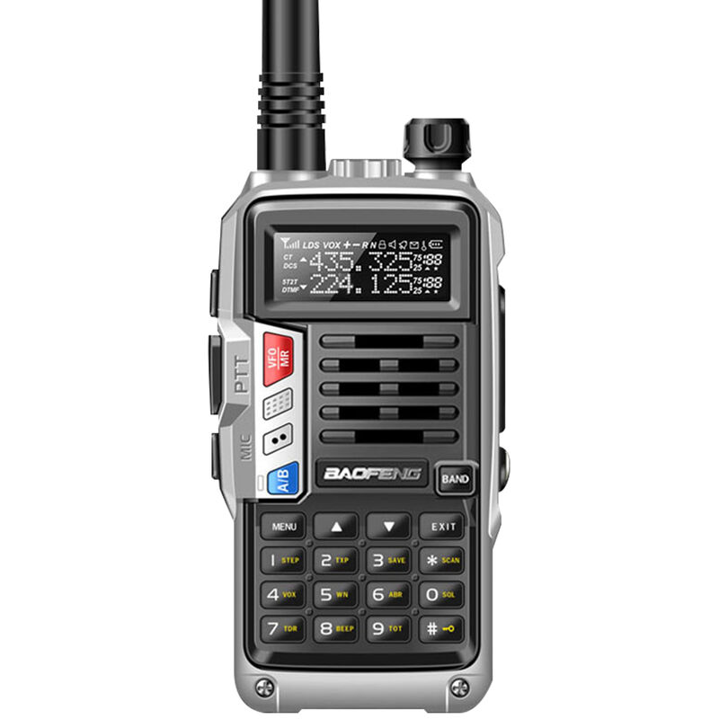 

UV-S9 III Walkie Talkie de mano Tri-Band 10W Ham Radio 2 Antena 10KM Funcion VOX de largo alcance 128CH Plata, Enchufe de la UE, Plata, enchufe de la