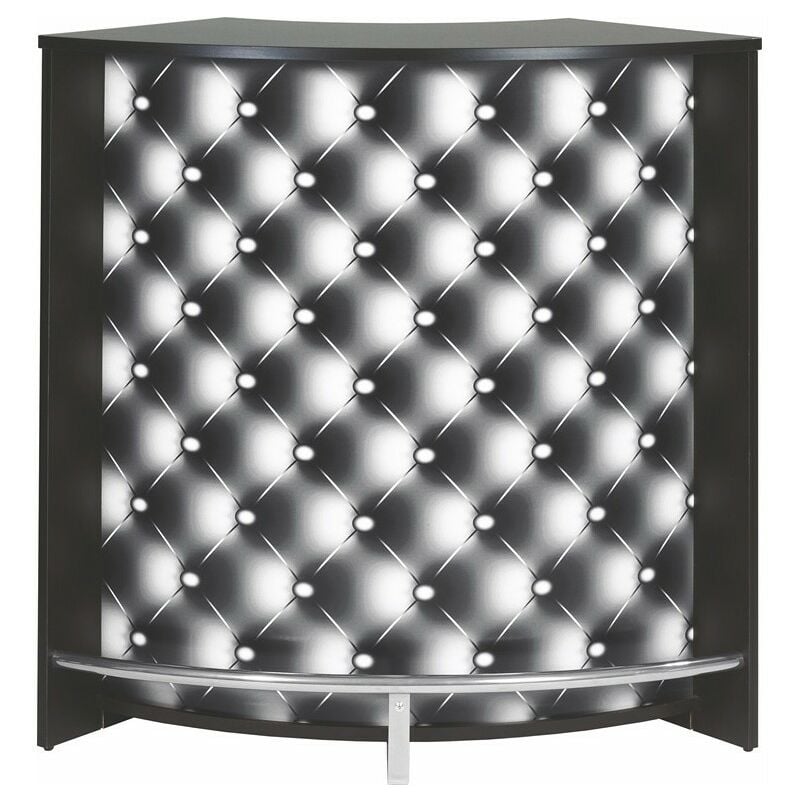 M&s - Meuble Comptoir Bar Noir 3 Niches Repose-Pieds Métal 106,9 x 104,8 x 53,3 cm - Coloris: Capitons 911