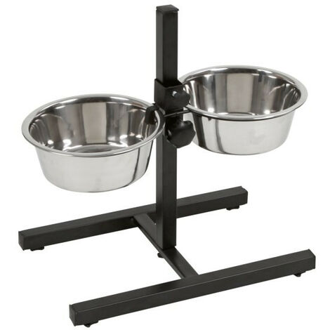 Bar à alimentation chiens/chats avec 2 gamelles inox