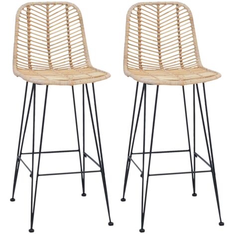Bar Chair 2 pcs 44 x 52 x 111 cm Rattan and Iron vidaXL