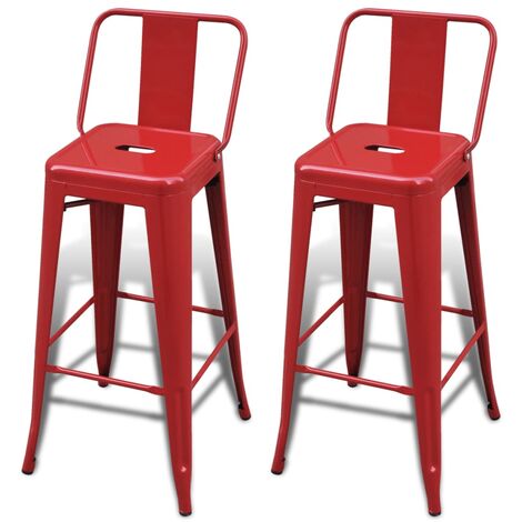 Bar Stools 2 pcs Steel Red