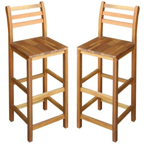 Bar Chair  Set of 2  Natural Wood  Solid Acacia Wood  Large vidaXL