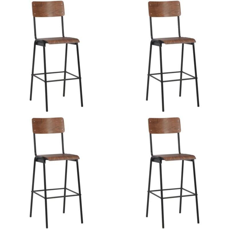 Bar Chairs 4 pcs Solid Plywood Steel vidaXL