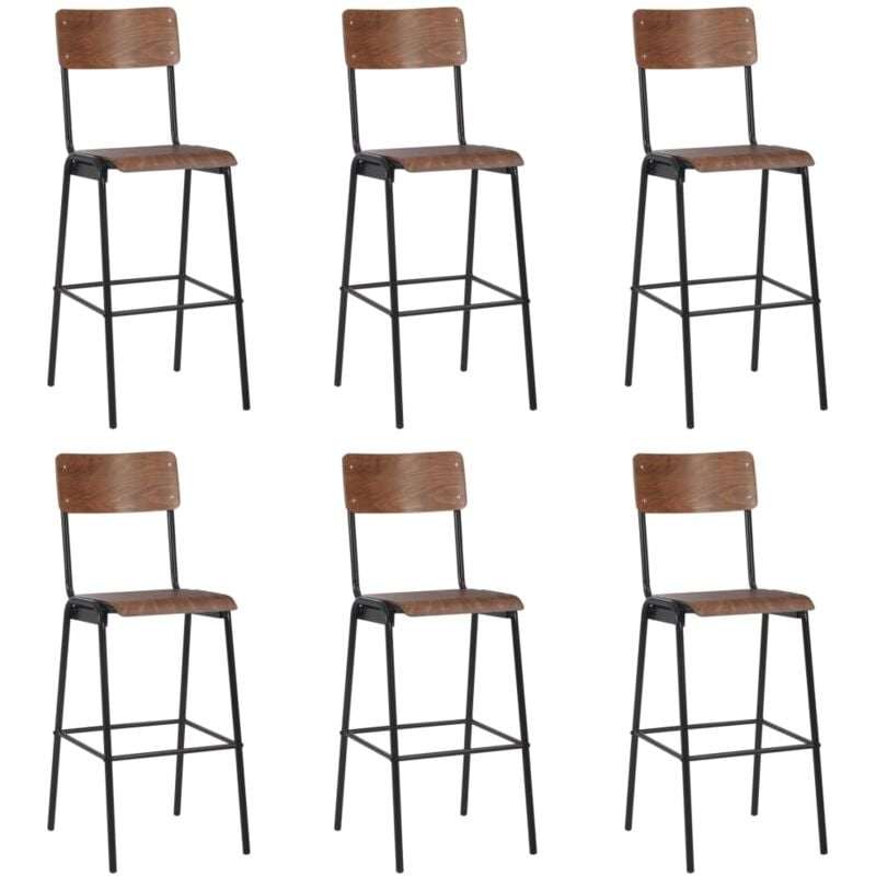 Bar Chairs 6 pcs Solid Plywood Steel vidaXL