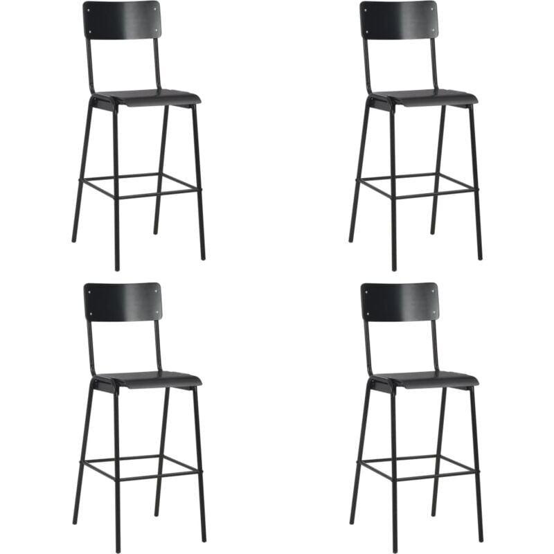 Bar Chairs 4 pcs Black Solid Plywood Steel vidaXL