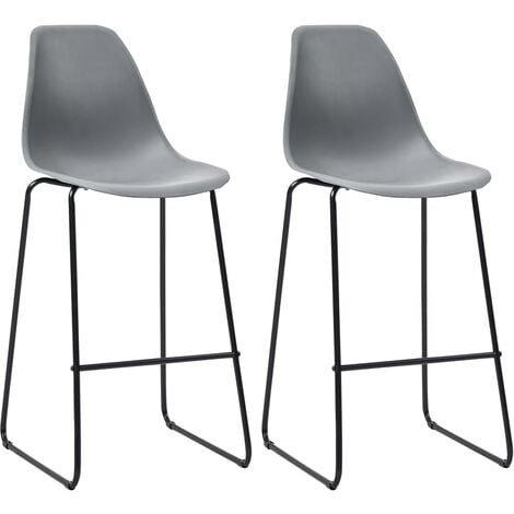 Bar Chairs 2 pcs Grey Plastic