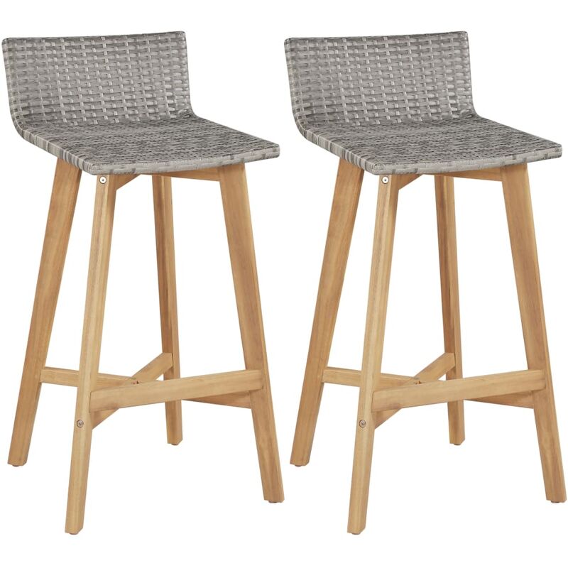 Bar Chairs 2 pcs Solid Acacia Wood Vidaxl