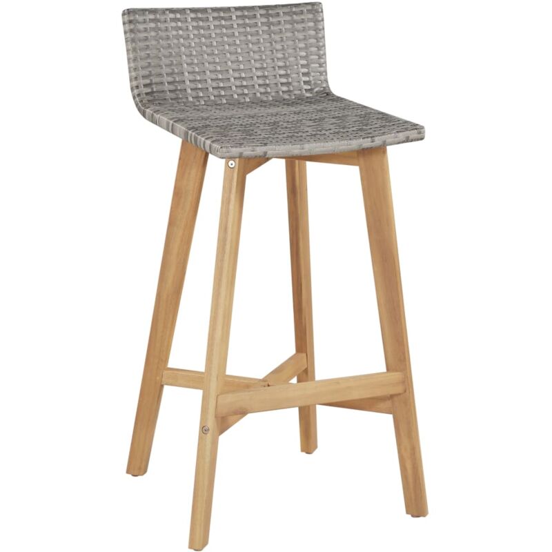 Bar Chairs 2 Pcs Poly Rattan Solid Acacia Wood 40x45x90 Cm Bar Chairs 2 Pcs Poly Rattan Solid Acacia Wood 40x45x90 Cm