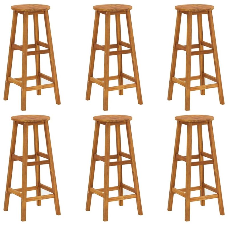 Vidaxl - Bar Stools 6 Pcs Solid Acacia Wood