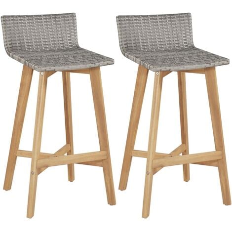 main image of "Bar Chairs 2 pcs Solid Acacia Wood - Brown"