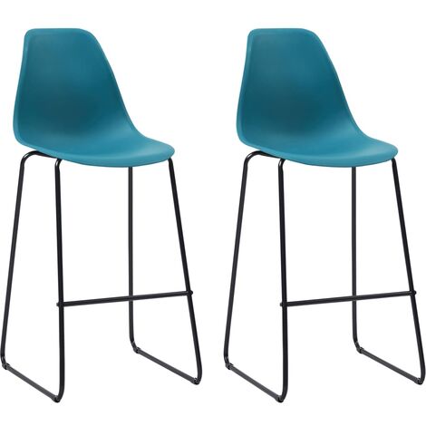 Bar Chairs 2 pcs Turquoise Plastic