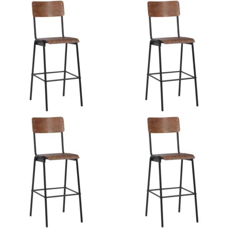 Bar Chairs 4 pcs Solid Plywood Steel vidaXL