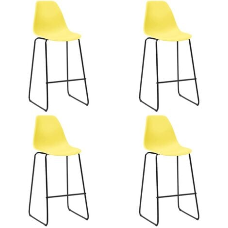 Bar Chairs 4 pcs Yellow Plastic