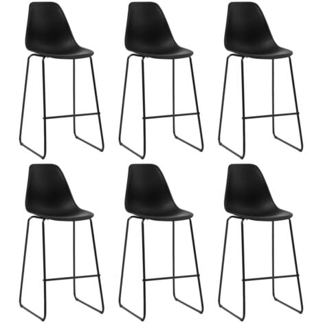 Bar Chairs 6 pcs Black Plastic