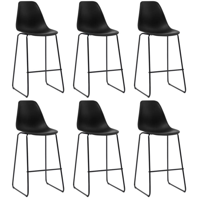 Bar Chairs 6 pcs Black Plastic Vidaxl