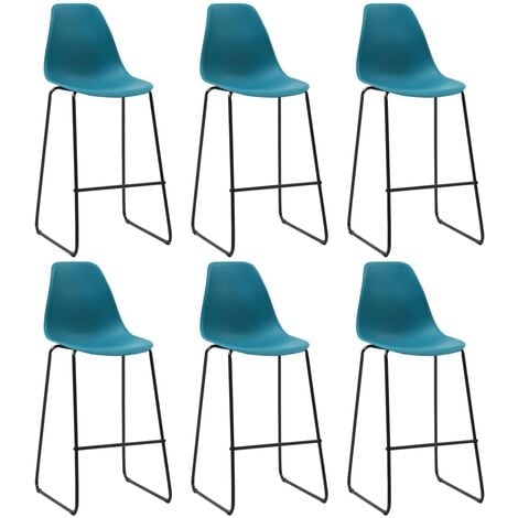 Bar Chairs 6 pcs Turquoise Plastic
