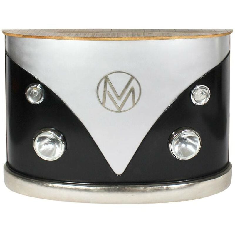 Made In Meubles - Meuble bar noir avec plateau en bois de manguier Combi