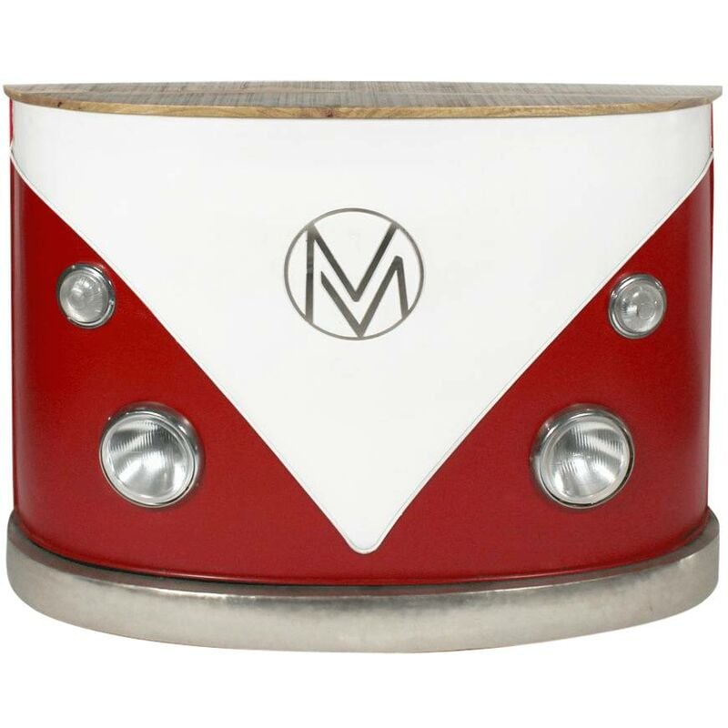 Made In Meubles - Meuble bar rouge avec plateau en bois de manguier Combi