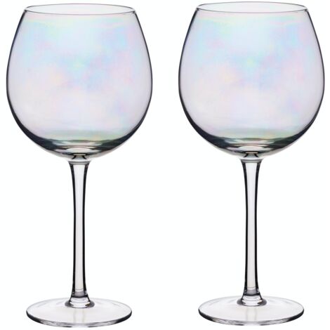 Bar Craft Große Ballon-Gin-Gläser mit irisierendem regenbogenrosa Perlglanz, Geschenkkarton, 500 ml, Set of 2