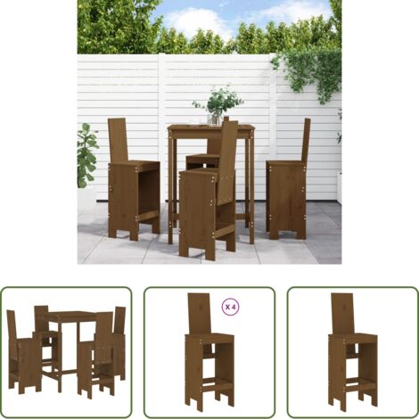 Bar da giardino -  Set Bar da Giardino 5 pz ambra in Legno Massello di Pino
