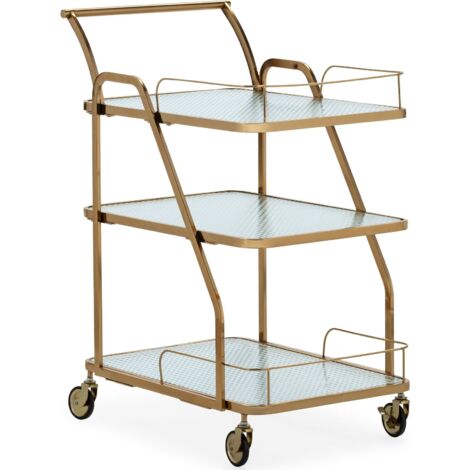 Bar d'Appoint Doré Premium 63x45x90 cm - Doré éclatant et verre contemporain