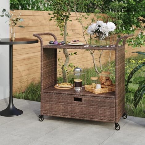 Bar de bar con cajón 100x45x97 cm mimbre pe brown