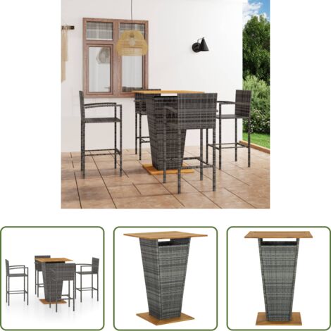 Bar de exterior -  Conjunto de bar para jardín 5 piezas gris