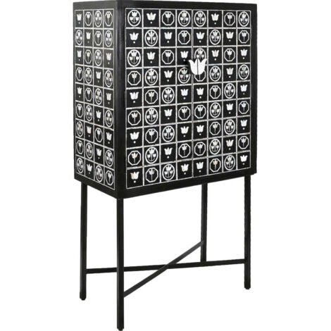 Bar élégant motifs ethniques en fer bicolore - Noir et blanc à motifs ethniques