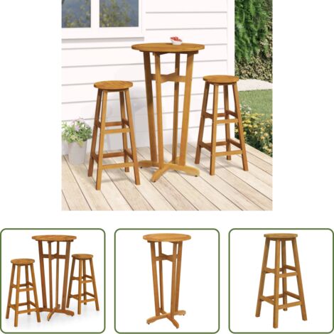 Bar en acacia -  Ensemble de bar 3 pcs Bois d'acacia solide