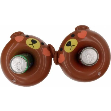 Bar Flottant pour Piscine,Matelas Gonflable Piscine,Ours Mignon Porte-gobelet Gonflable pour Piscine Flotteur Porte-Boissons Bateau Porte-bière Anneau de Natation Bar Plateau Jouets de Bain