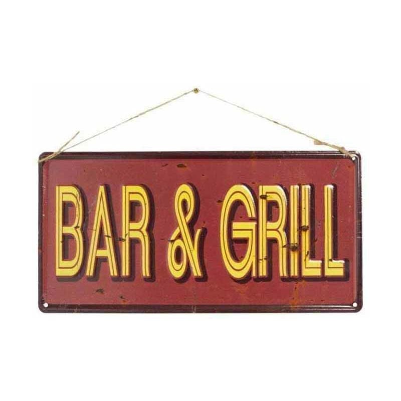 Image of Bar & Grill Slogan - Steel - W40 x H20 cm - Multicoloured
