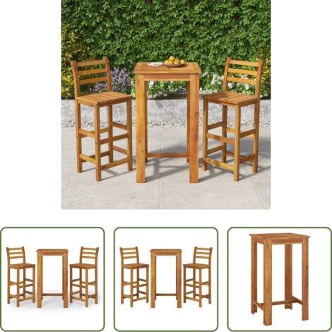 Bar in acacia -  Set da Bar da Giardino 3 pz in Legno Massello di Acacia