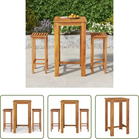Bar in acacia -  Set da Bar da Giardino 3 pz in Legno Massello di Acacia